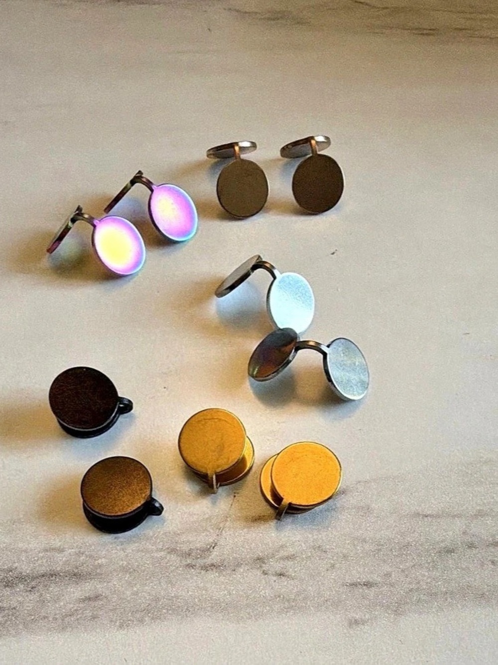 5-Pair Round Earrings Gold & Silver NWT
